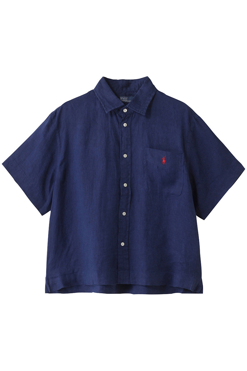 RALPH LAUREN 【POLO RALPH LAUREN】リネン ショートスリーブ シャツ (ハリソンブルー, M) ラルフ ローレン ELLE SHOP RALPH LAUREN 【POLO RALPH LAUREN】リネン ショートスリーブ シャツ (ハリソンブルー, M) ラルフ ローレン ELLE SHOP