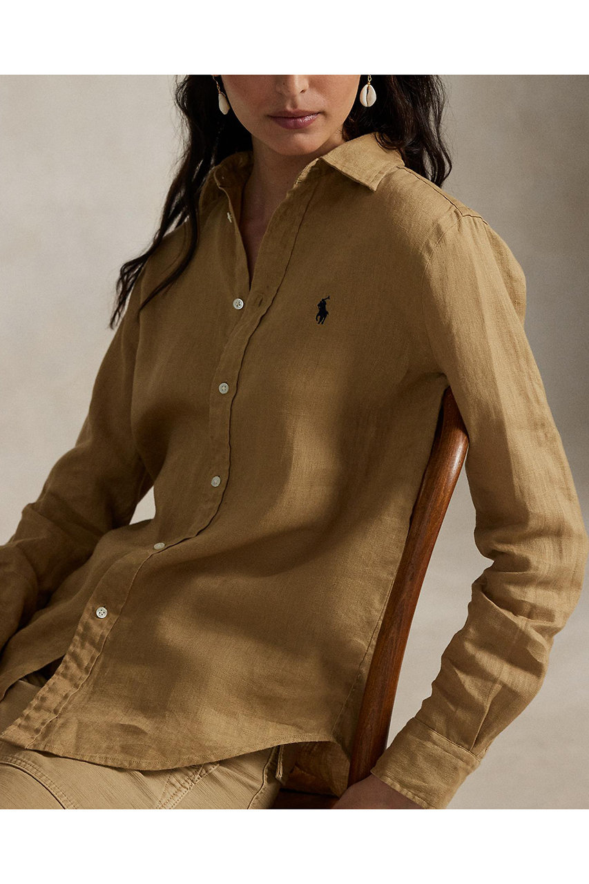 POLO RALPH LAUREN(ポロラルフローレン)：リネンシャツ　ベージュ POLO RALPH LAUREN/ポロラルフローレン】リラックスフィット