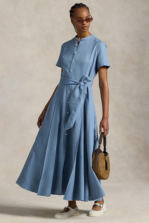 ラルフ ローレン/RALPH LAURENの【POLO RALPH LAUREN】ベルテッド シルクブレンド Aライン ドレス(110500/110503)