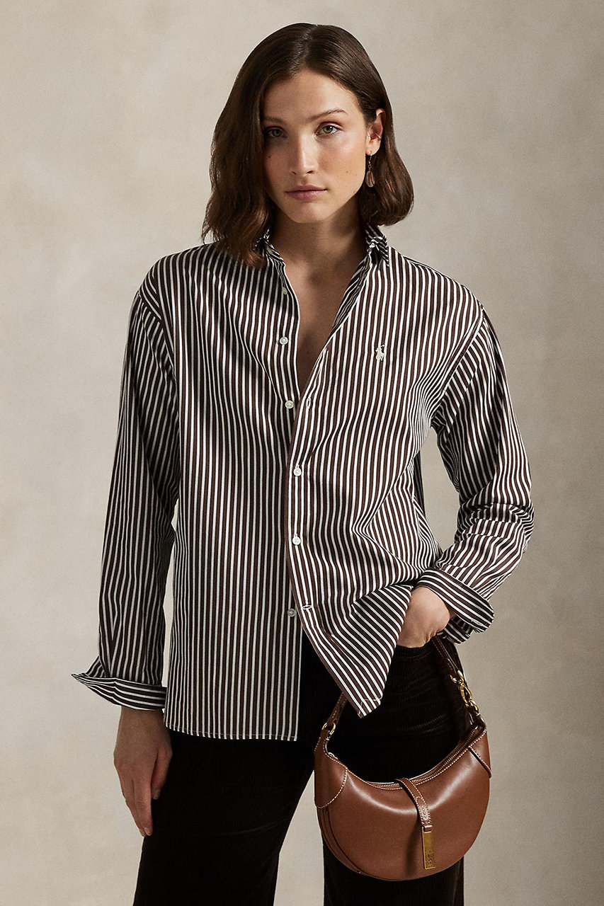 2点おまとめ価格　ラルフローレン コットンストライプシャツ ブラウン×ホワイト RALPH LAUREN(ラルフ ローレン)｜【POLO RALPH LAUREN