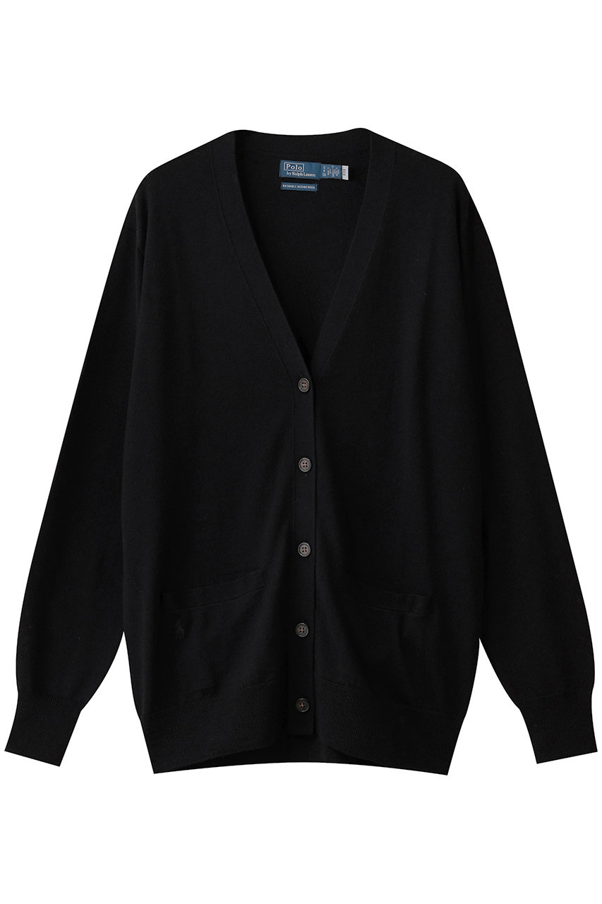 RALPH LAUREN 【POLO RALPH LAUREN】ウール Vネック ロング カーディガン (ブラック, M) ラルフ ローレン ELLE SHOP RALPH LAUREN 【POLO RALPH LAUREN】ウール Vネック ロング カーディガン (ブラック, M) ラルフ ローレン ELLE SHOP