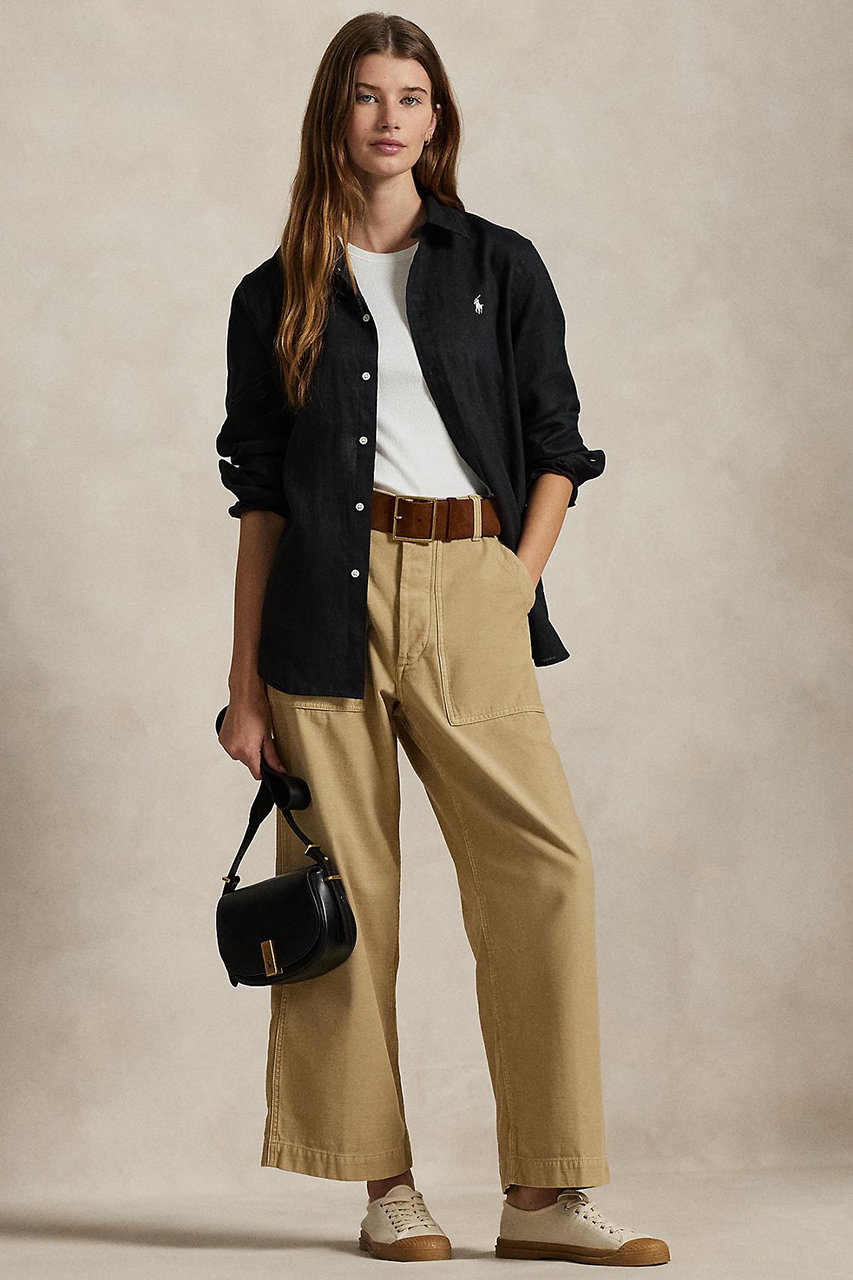 新作　完売　RALPH LAUREN ラルフローレン　リネンシャツ　ブラック　M クラシック フィット リネン シャツ （シャツ・ブラウス）｜POLO RALPH