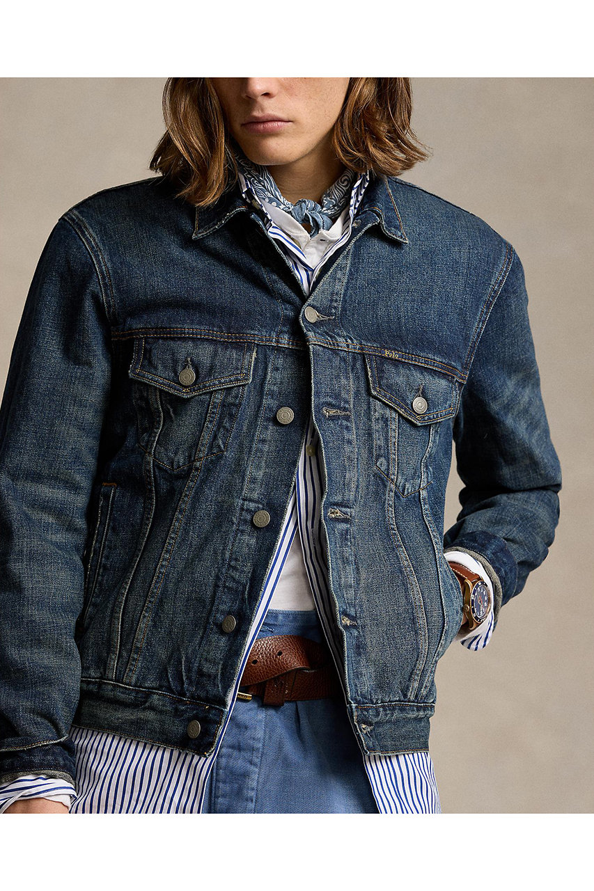 美品 ラルフローレン フェイデッド デニム トラッカージャケット M フェイデッド デニム トラッカー ジャケット | ラルフ ローレン公式