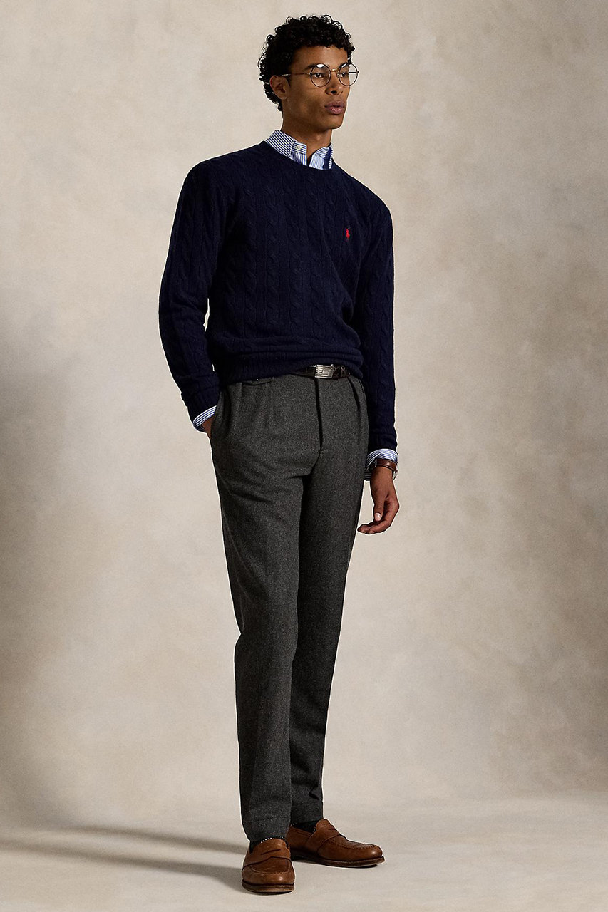 【るい】ラルフローレン ケーブルニット ウールカシミヤセーター ネイビー ポロ ラルフ ローレン POLO RALPH LAUREN ケーブルニット ウール