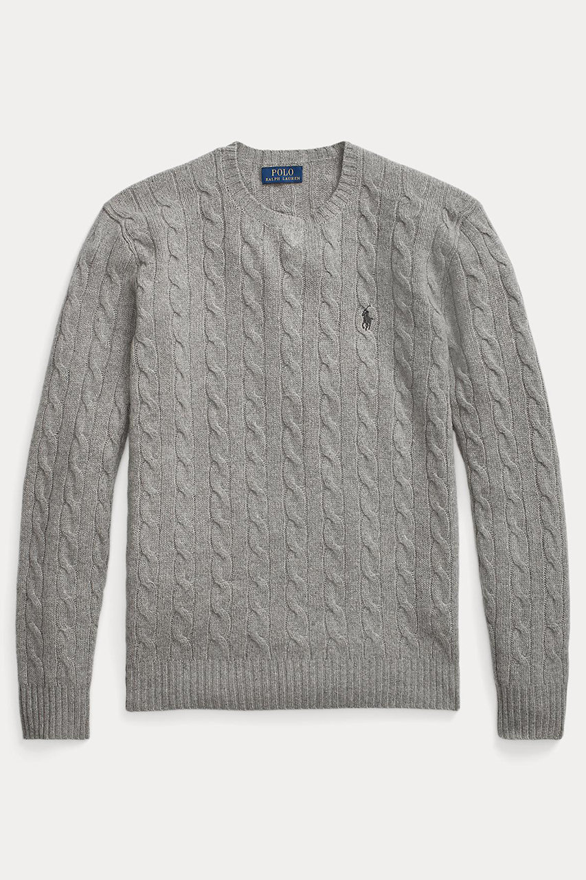 美品✳︎ポロラルフローレン現行24AWカシミヤグレーケーブルセーターニット正規品 ケーブルニット ウールカシミヤ セーター（ニット/セーター）｜POLO