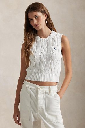 ラルフ ローレン/RALPH LAURENの【POLO RALPH LAUREN】ケーブルニット コットン クロップド ベスト(110300/110301)