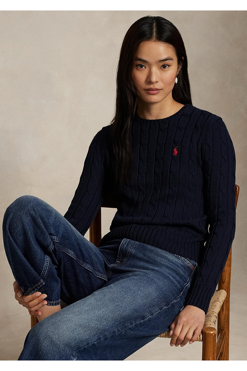ラルフローレン RALPH LAUREN セーター ケーブルニットXL/TG16 ケーブルニット コットン クォータージップ セーター（ニット/セーター