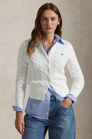 ラルフ ローレン/RALPH LAURENの【POLO RALPH LAUREN】ケーブルニット コットン クルーネック カーディガン(110300/110303)