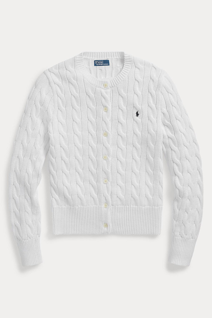 ラルフ ローレン/RALPH LAURENの【POLO RALPH LAUREN】ケーブルニット コットン クルーネック カーディガン(ホワイト/WMPOSWENDW20382)