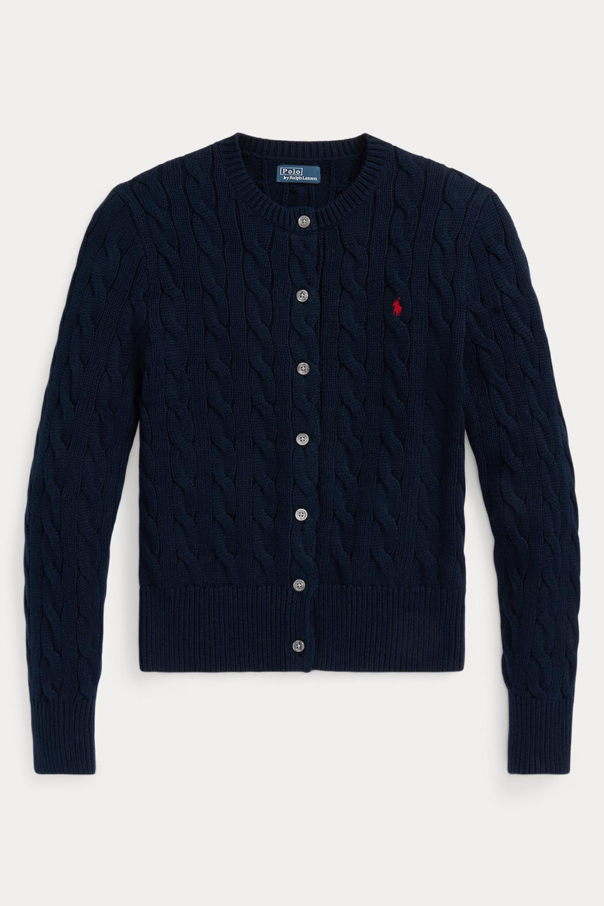 ラルフ ローレン/RALPH LAURENの【POLO RALPH LAUREN】ケーブルニット コットン クルーネック カーディガン(ネイビー/WMPOSWENDW20382)