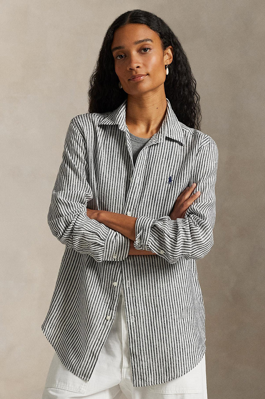 Polo Ralph Lauren 長袖シャツ ストライプ リネンシャツ . クラシック フィット ストライプド リネン シャツ（シャツ/ブラウス