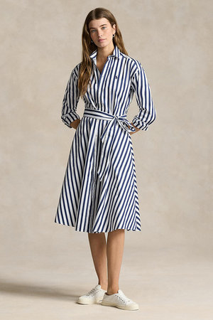 ラルフ ローレン/RALPH LAURENの【POLO RALPH LAUREN】ベルテッド ストライプド コットン シャツドレス