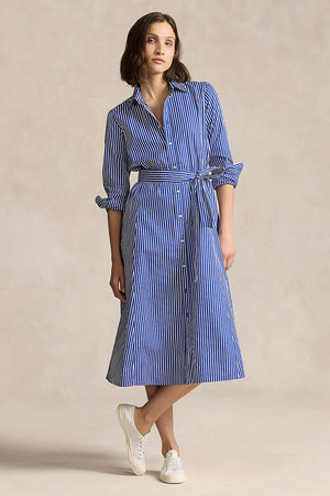 ラルフ ローレン/RALPH LAURENの【POLO RALPH LAUREN】ベルテッド ストライプド コットン シャツドレス(110500/110503)