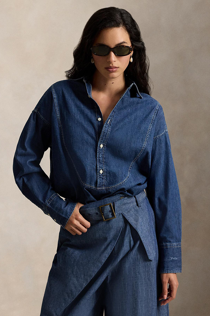 美品　ポロラルフローレン　デニムブルー　ダンガリーシャツ　ライトブルー　M POLO RALPH LAUREN（ポロ・ラルフローレン） 【並行輸入品】POLO Ralph