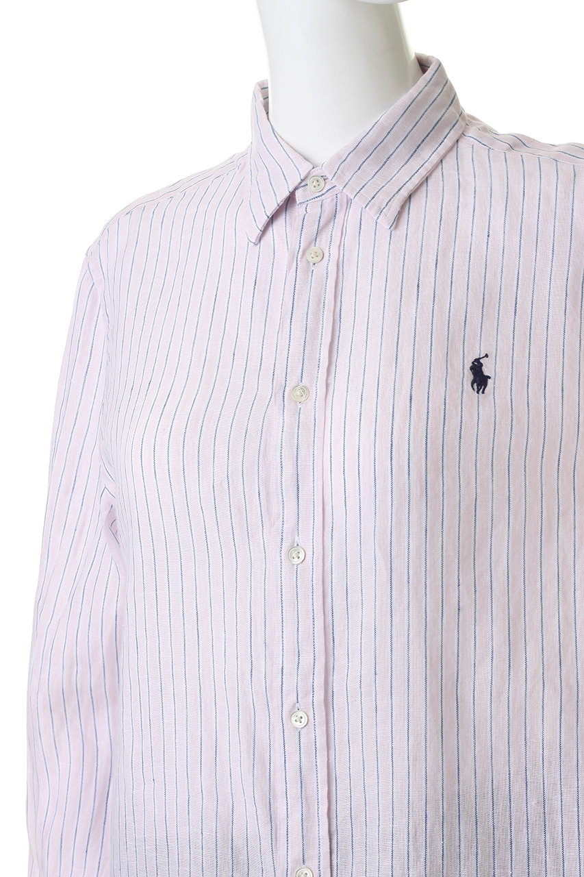 美品　POLO RALPH LAUREN 長袖リネンシャツ　ピンク　ストライプ POLO RALPH LAUREN - 【美品】ポロラルフローレン 長袖リネンシャツ