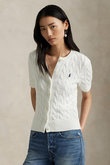 【POLO RALPH LAUREN】ケーブルニット コットン ショートスリーブ カーディガン