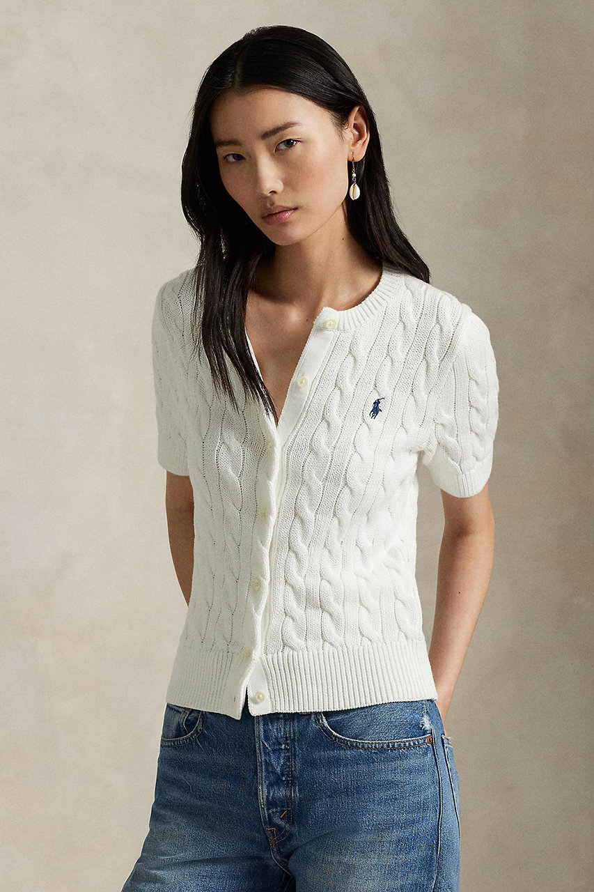 新品✨POLO Ralph Lauren ケーブルニット 半袖 カーディガン 白 RALPH LAUREN(ラルフ ローレン)｜【POLO RALPH LAUREN】ケーブルニット