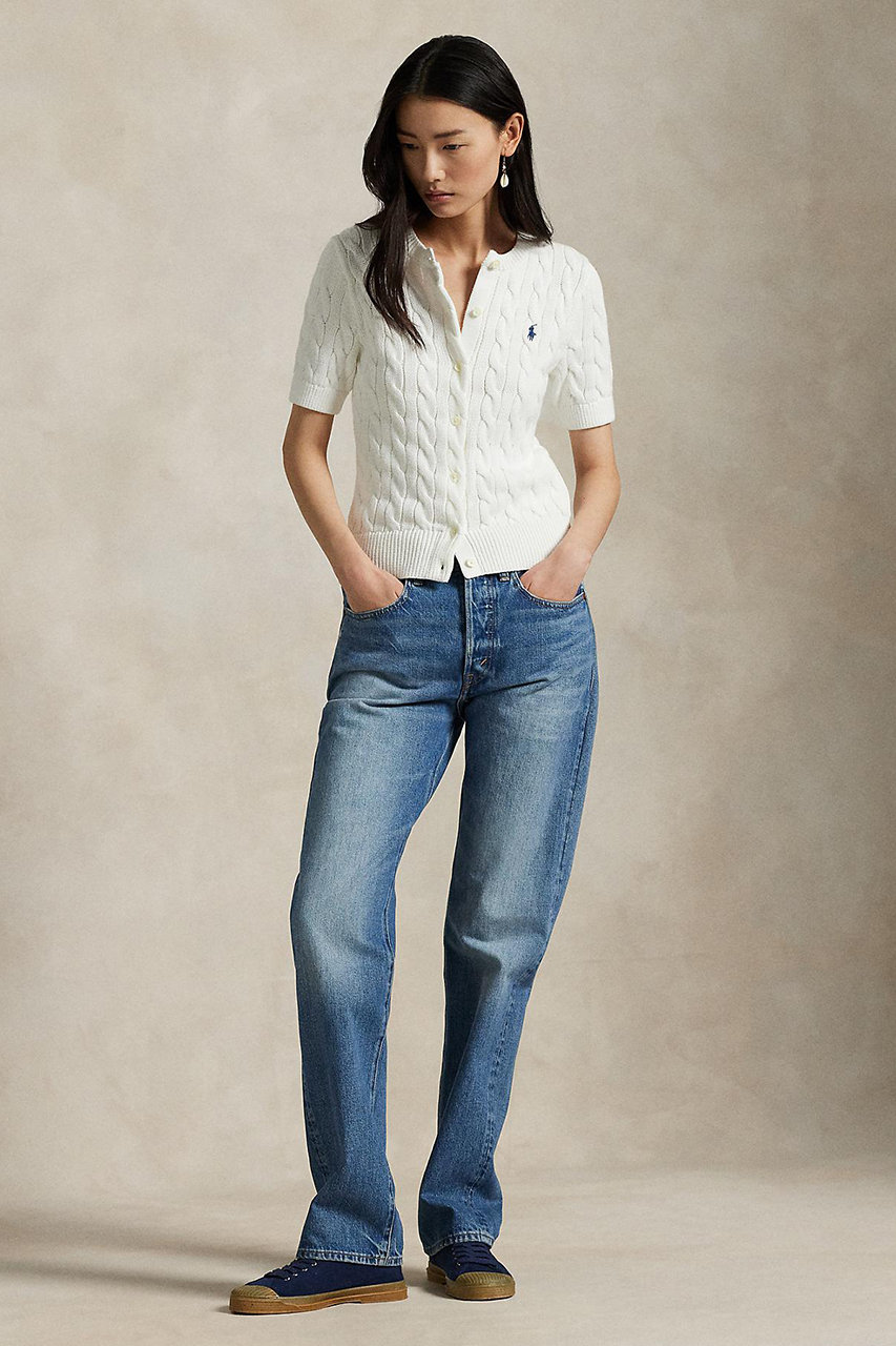 新品✨POLO Ralph Lauren ケーブルニット 半袖 カーディガン 白 RALPH LAUREN(ラルフ ローレン)｜【POLO RALPH LAUREN】ケーブルニット