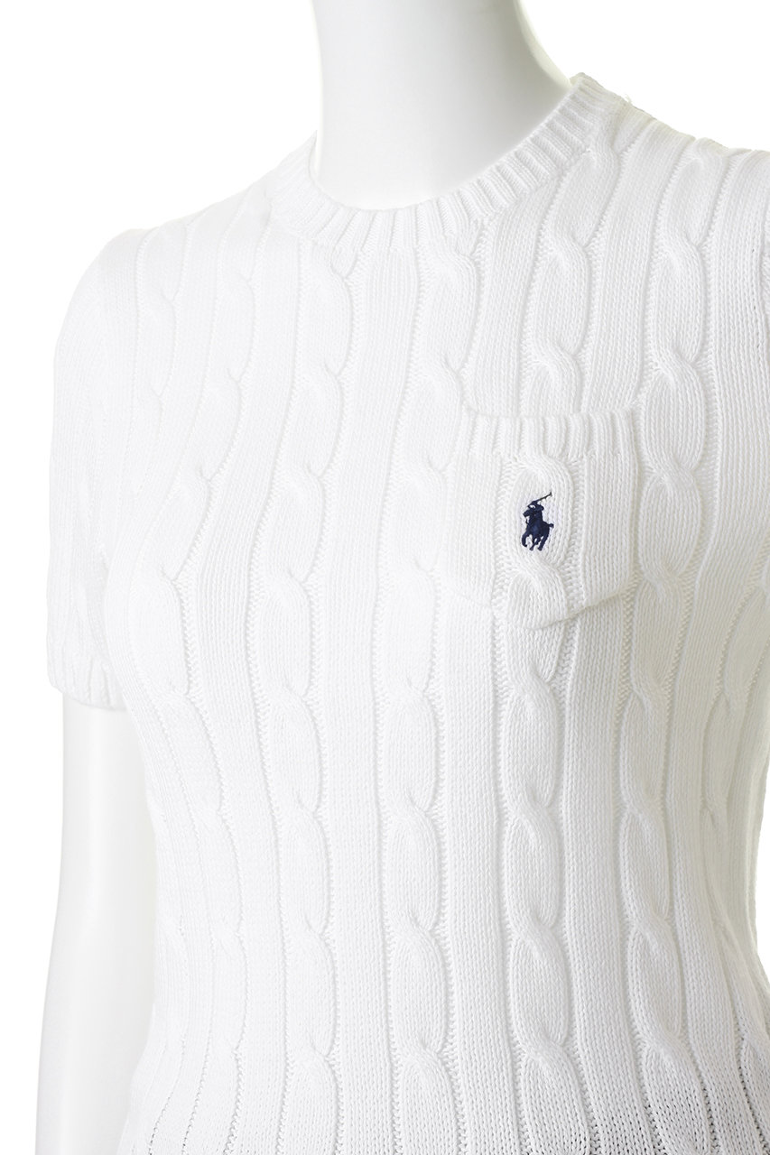 新品タグ付✨ RALPH LAURENケーブルニットショートスリーブセーター ケーブルニット コットン ショートスリーブ セーター
