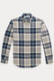 【MEN】【POLO RALPH LAUREN】カスタム フィット チェック ブラッシュド フランネル シャツ ラルフ ローレン/RALPH LAUREN ネイビー