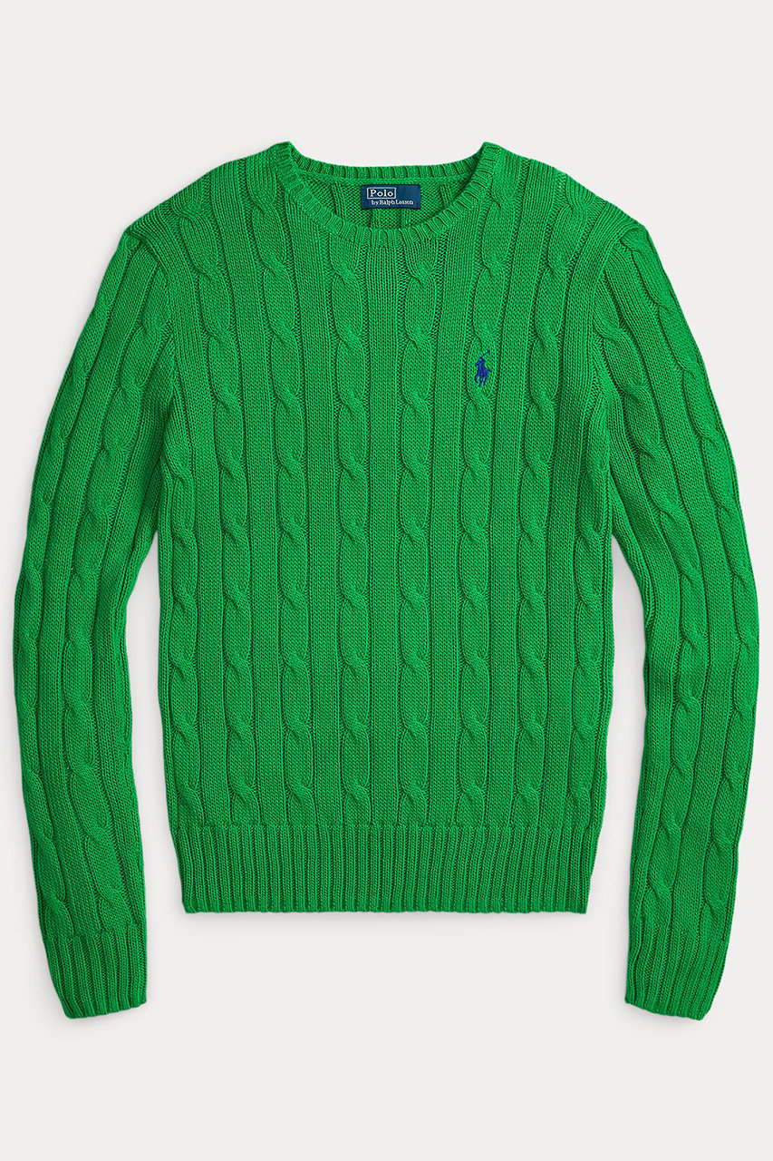 ラルフ ローレン/RALPH LAURENの【POLO RALPH LAUREN】ケーブルニット コットン クルーネック セーター(グリーン/WMPOSWENC021353)