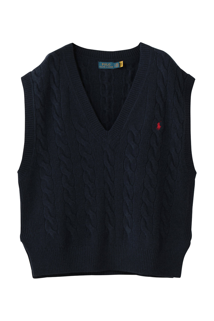 ラルフ ローレン/RALPH LAURENの【POLO RALPH LAUREN】ケーブルニット ウールカシミヤ セーター ベスト(ネイビー/WMPOSWENC021702)