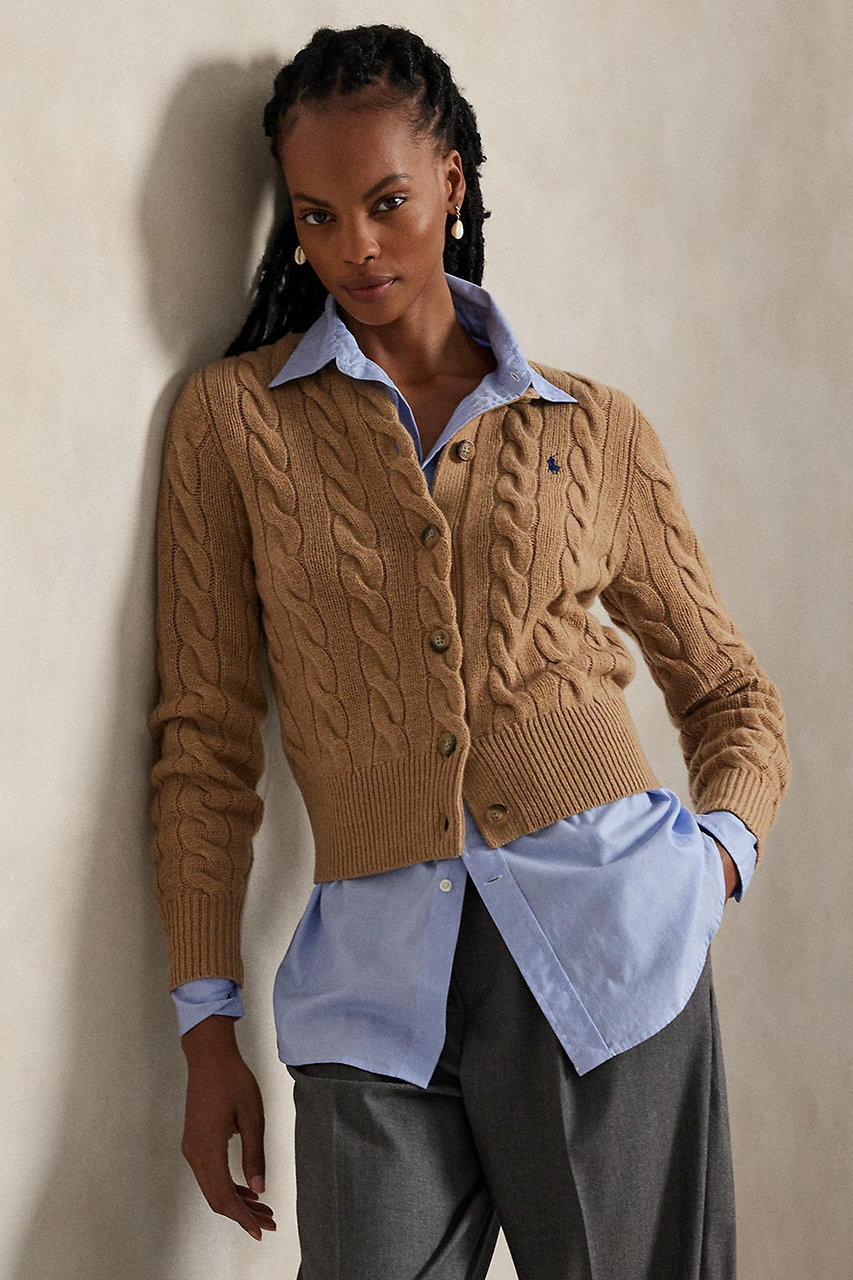 新品タグ付 ラルフローレン POLO カーディガン S 長袖　キャメル 冷房対策 RALPH LAUREN(ラルフ ローレン)｜【POLO RALPH LAUREN】ケーブルニット