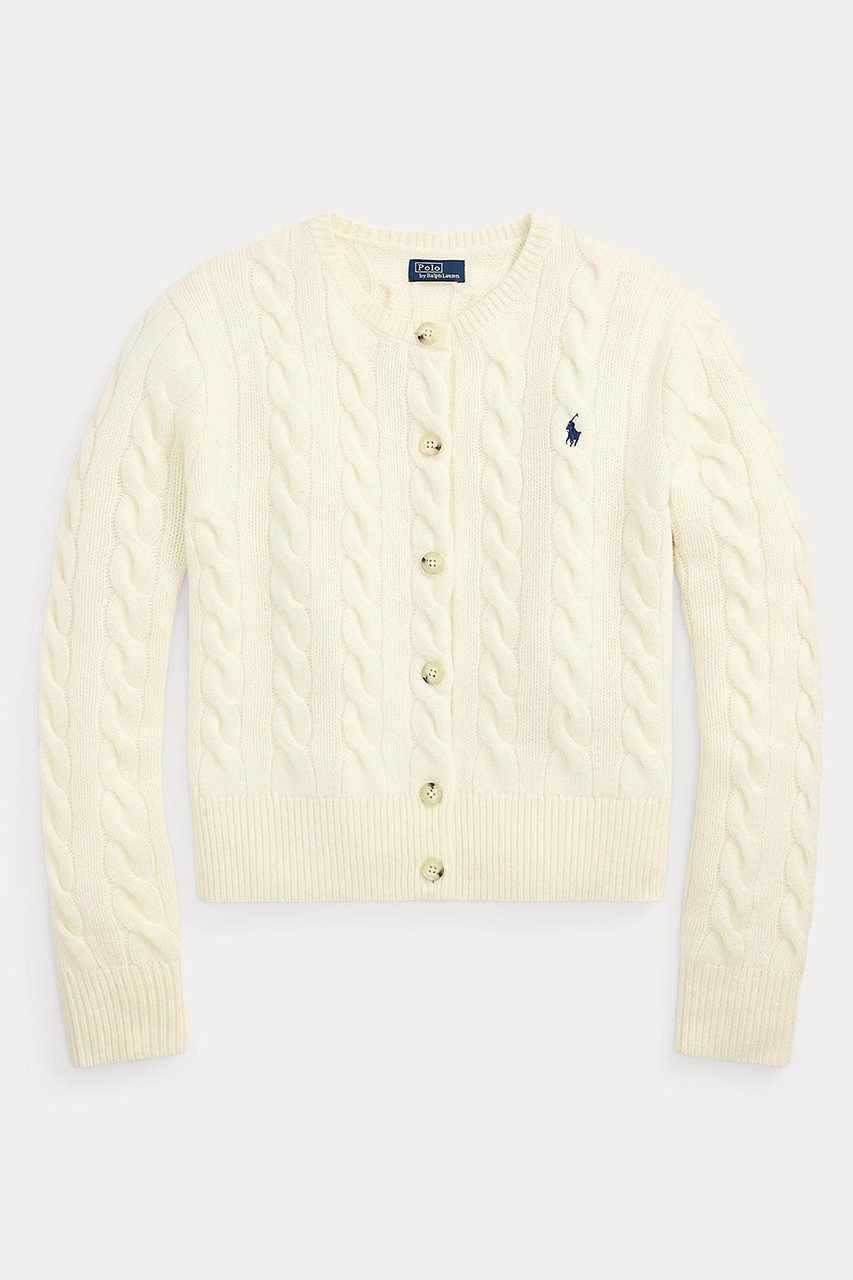 ラルフ ローレン/RALPH LAURENの【POLO RALPH LAUREN】ケーブルニット ウールカシミヤ カーディガン(ホワイト/WMPOSWENDW20427)