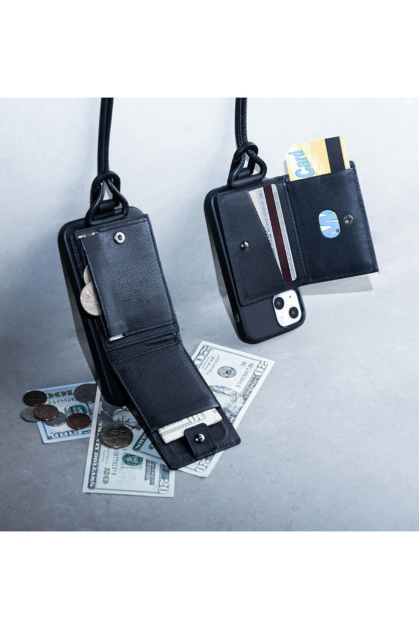 objcts.ioストラップ一体型ウォレット アジャスタブルレザーストラップ付iPhoneアクセサリー - グレー
