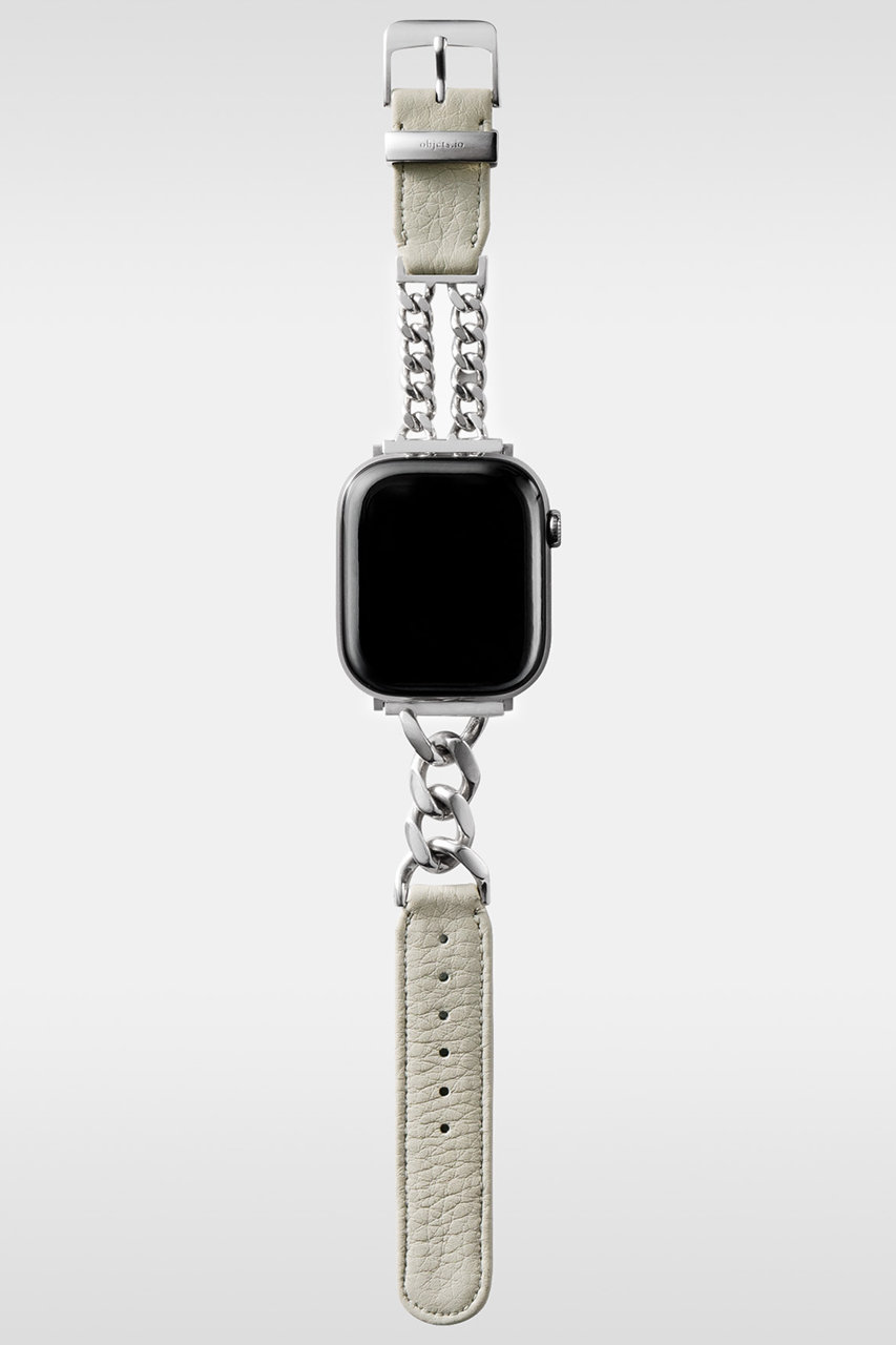 オブジェクツアイオー/objcts.ioの【受注生産】レザーハイブリッド チェーンバンド for Apple Watch - シルバー925(ホワイトベージュ【限定】/O25S1245MDSAB16)