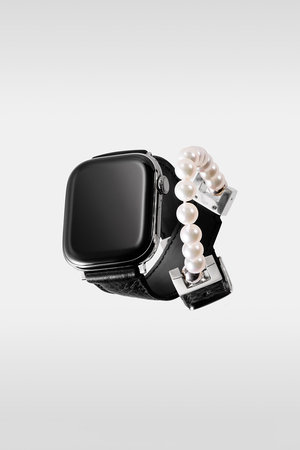 オブジェクツアイオー/objcts.ioの【受注生産】レザーハイブリッド ダブルラップバンド パール for Apple Watch