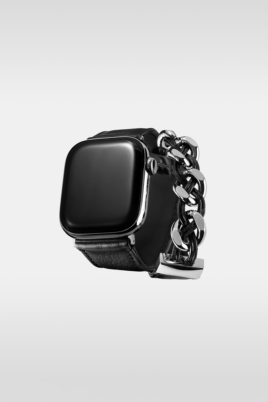 オブジェクツアイオー/objcts.ioの【受注生産】レザーハイブリッド ダブルラップバンド インターレース for Apple Watch(ブラック/O26A1491MDSAB10)