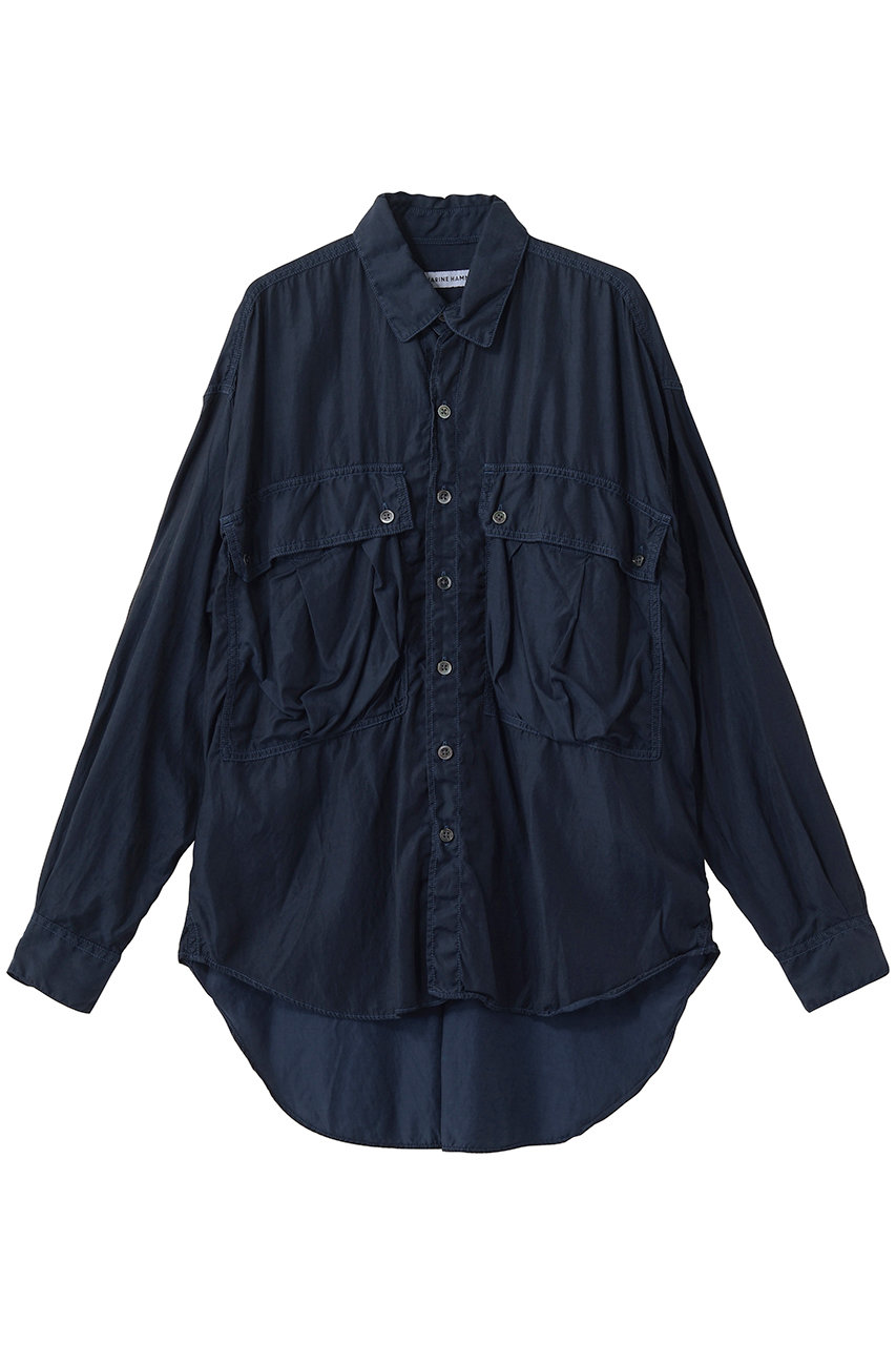 キャサリン・ハムネット/KATHARINE HAMNETTのパラシュートロングテールシャツ(ネイビー/TKH-S90)