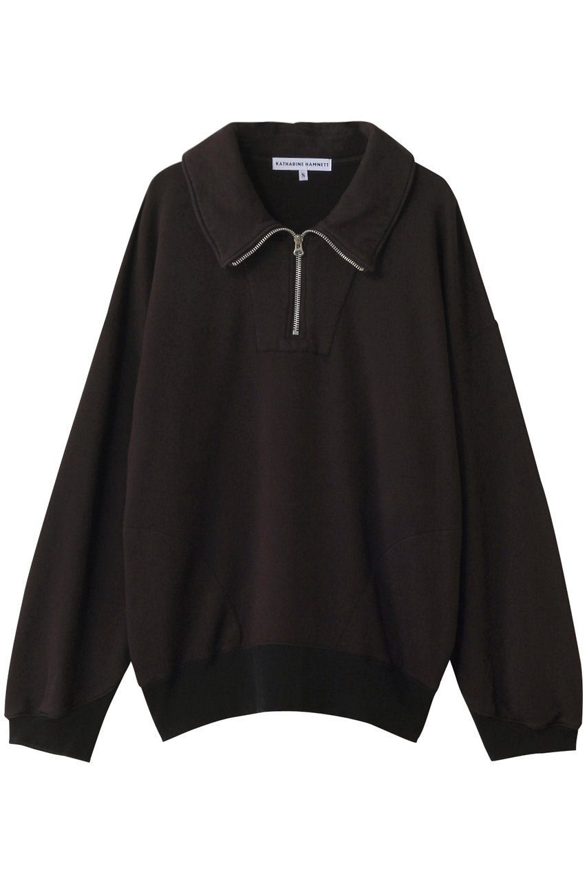 KATHARINE HAMNETT ガーメントダイ ハーフジップ スウェット プルオーバー (ブラウン, M) キャサリン・ハムネット ELLE SHOP KATHARINE HAMNETT ガーメントダイ ハーフジップ スウェット プルオーバー (ブラウン, M) キャサリン・ハムネット ELLE SHOP