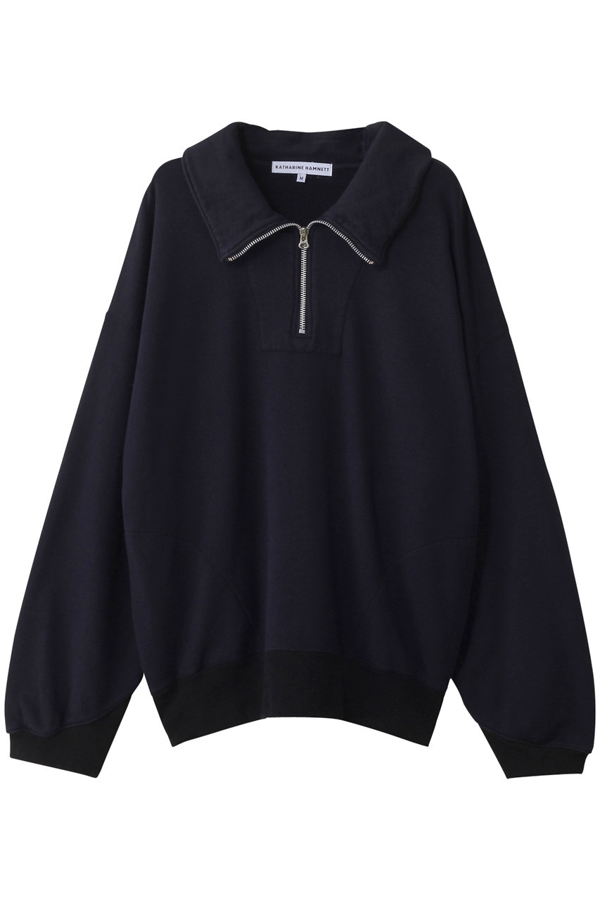 KATHARINE HAMNETT ガーメントダイ ハーフジップ スウェット プルオーバー (ネイビー, M) キャサリン・ハムネット ELLE SHOP KATHARINE HAMNETT ガーメントダイ ハーフジップ スウェット プルオーバー (ネイビー, M) キャサリン・ハムネット ELLE SHOP