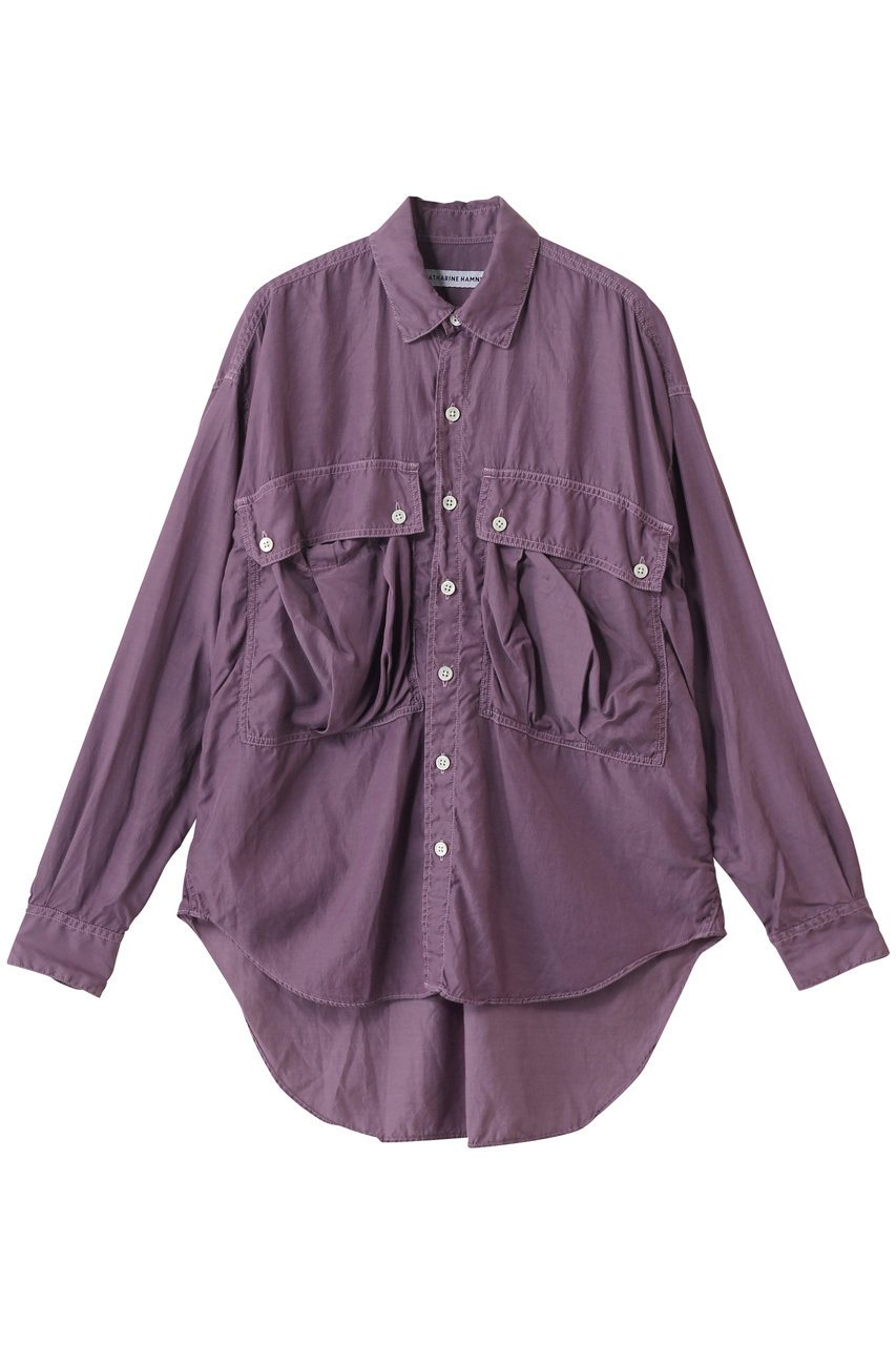 キャサリン・ハムネット/KATHARINE HAMNETTのパラシュート ロングテールシャツ(パープル/25S-TKH-S90)