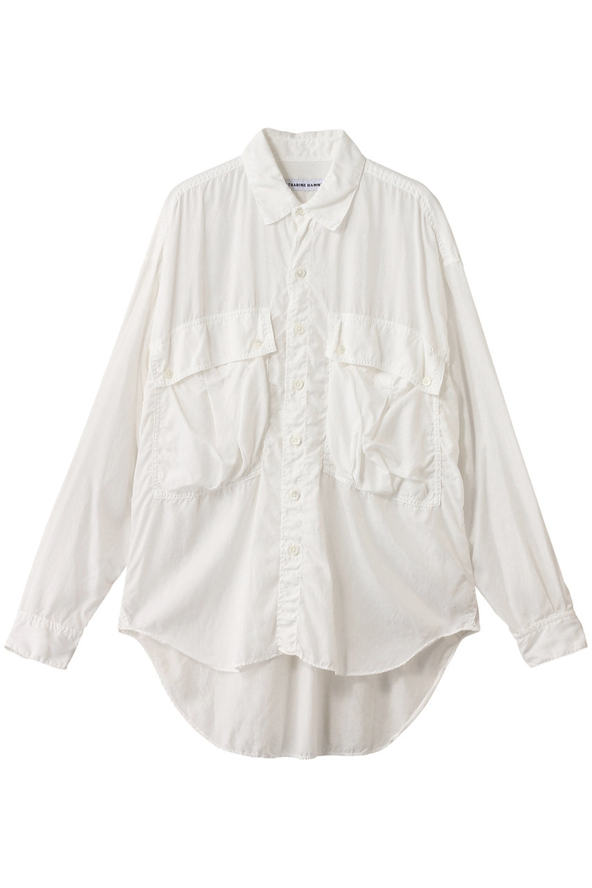 キャサリン・ハムネット/KATHARINE HAMNETTのパラシュート ロングテールシャツ(ホワイト/25S-TKH-S90)