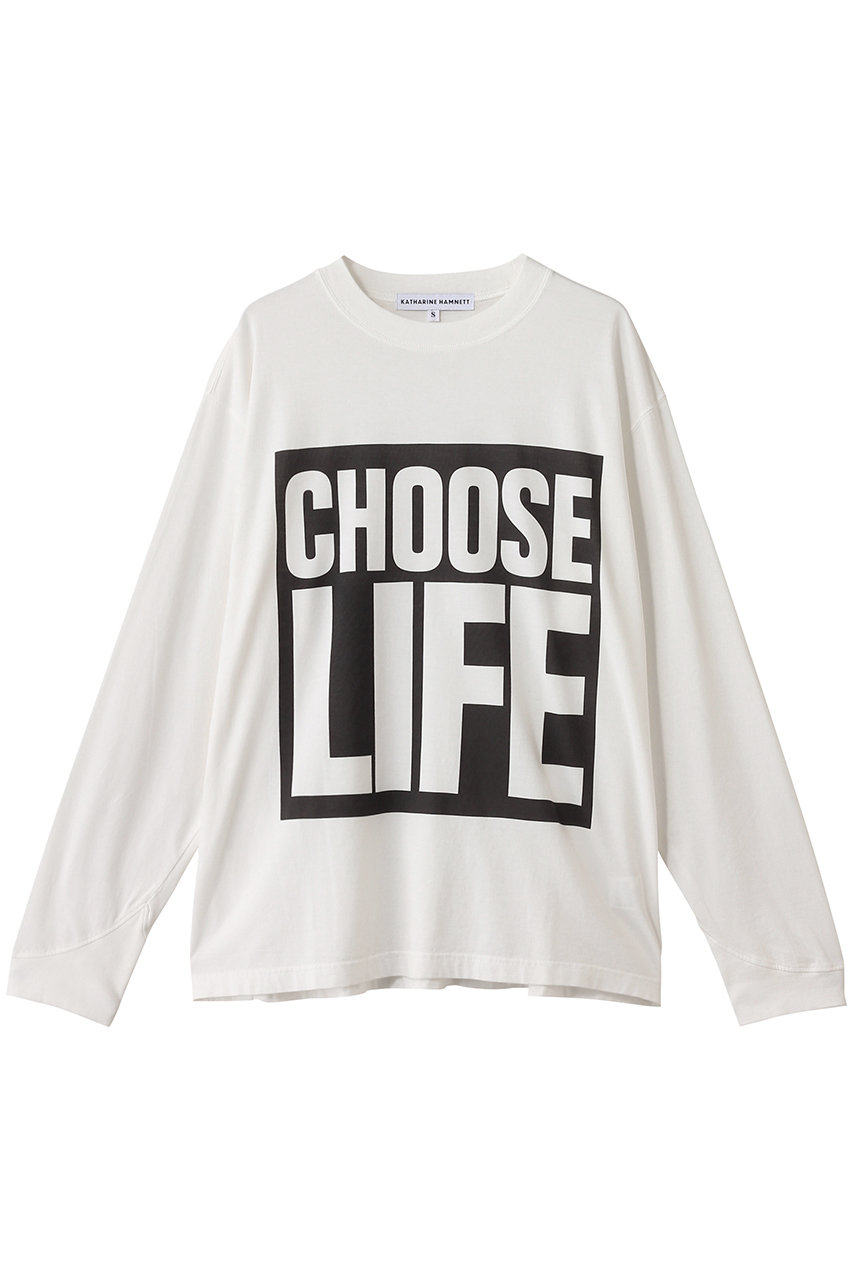 キャサリン・ハムネット/KATHARINE HAMNETTの【UNISEX】ロングスリーブ スローガンTシャツ(ホワイト/25S-KHT-10)