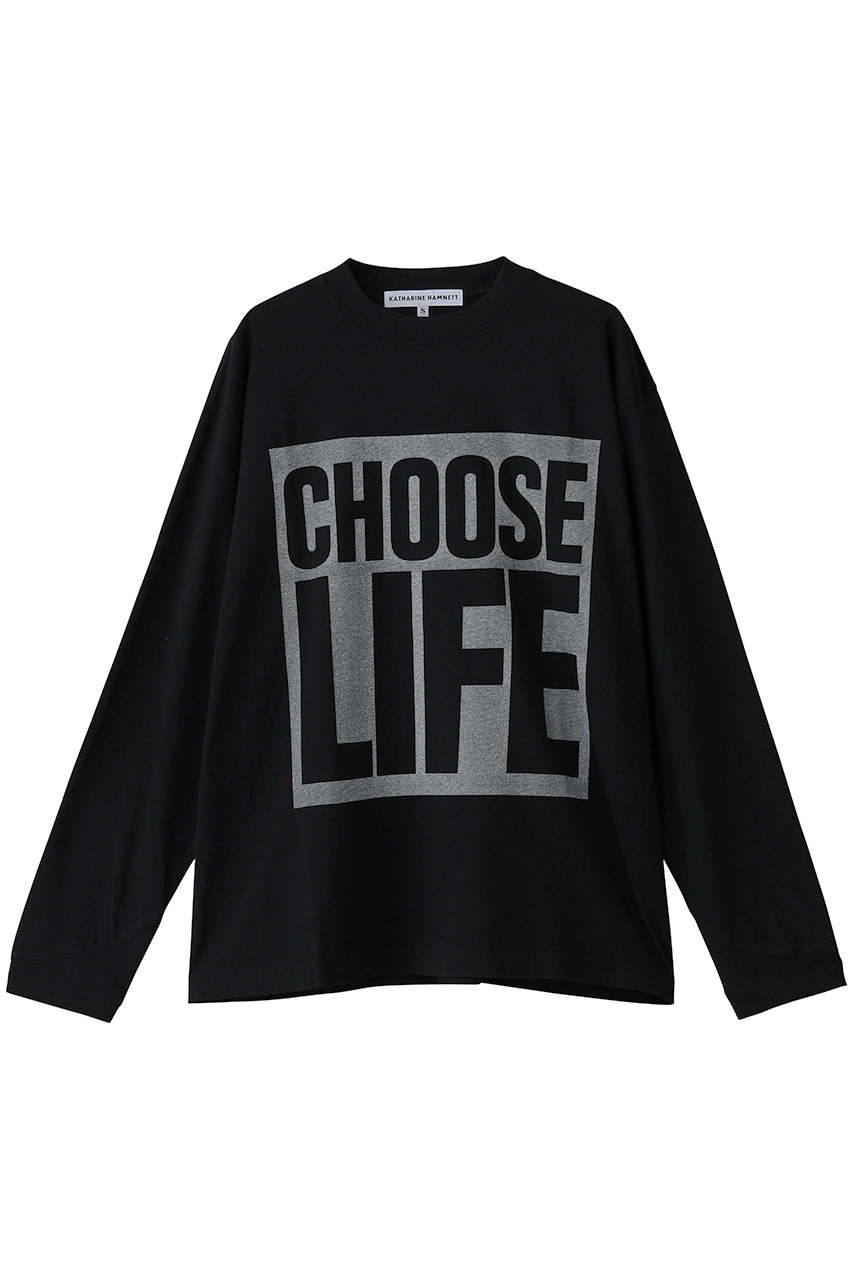 キャサリン・ハムネット/KATHARINE HAMNETTの【UNISEX】ロングスリーブ スローガンTシャツ(ブラック/25S-KHT-10)