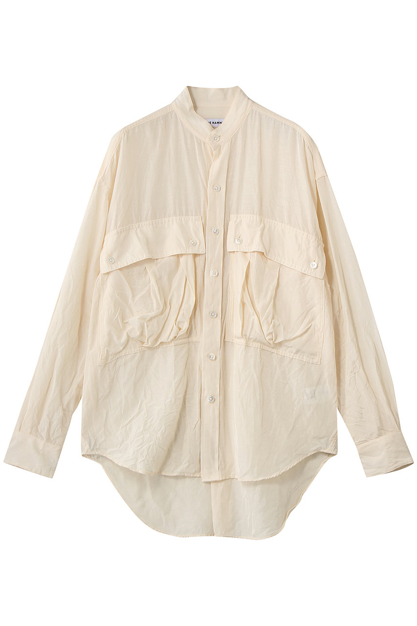 キャサリン・ハムネット/KATHARINE HAMNETTの【UNISEX】アセテートパラシュートバンドカラーシャツ(アイボリー/26S-KHS-01)