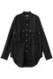【UNISEX】アセテートパラシュートバンドカラーシャツ キャサリン・ハムネット/KATHARINE HAMNETT ブラック