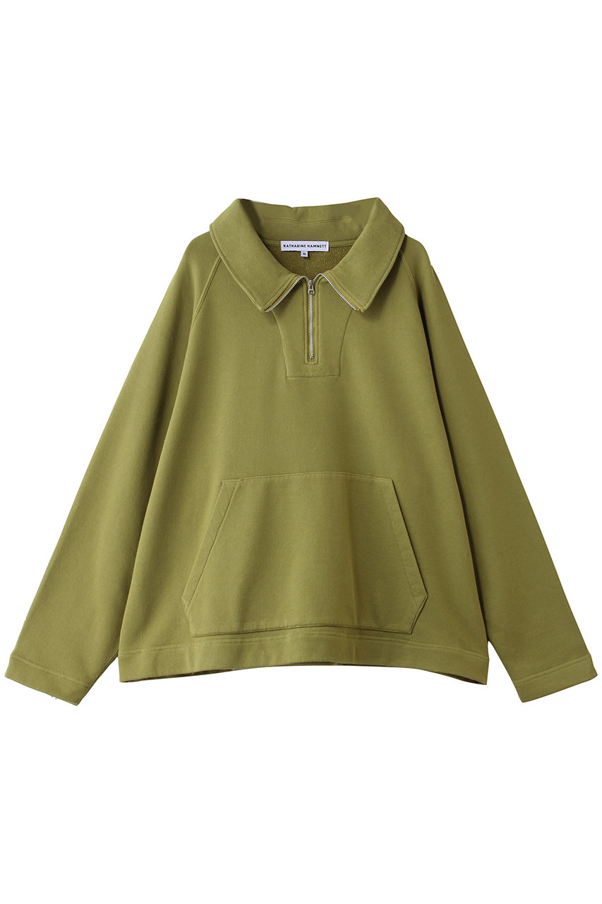 キャサリン・ハムネット/KATHARINE HAMNETTの【UNISEX】オーガニックオーバーダイハーフジッププルオーバー(グリーン/26S-KHSW-01)