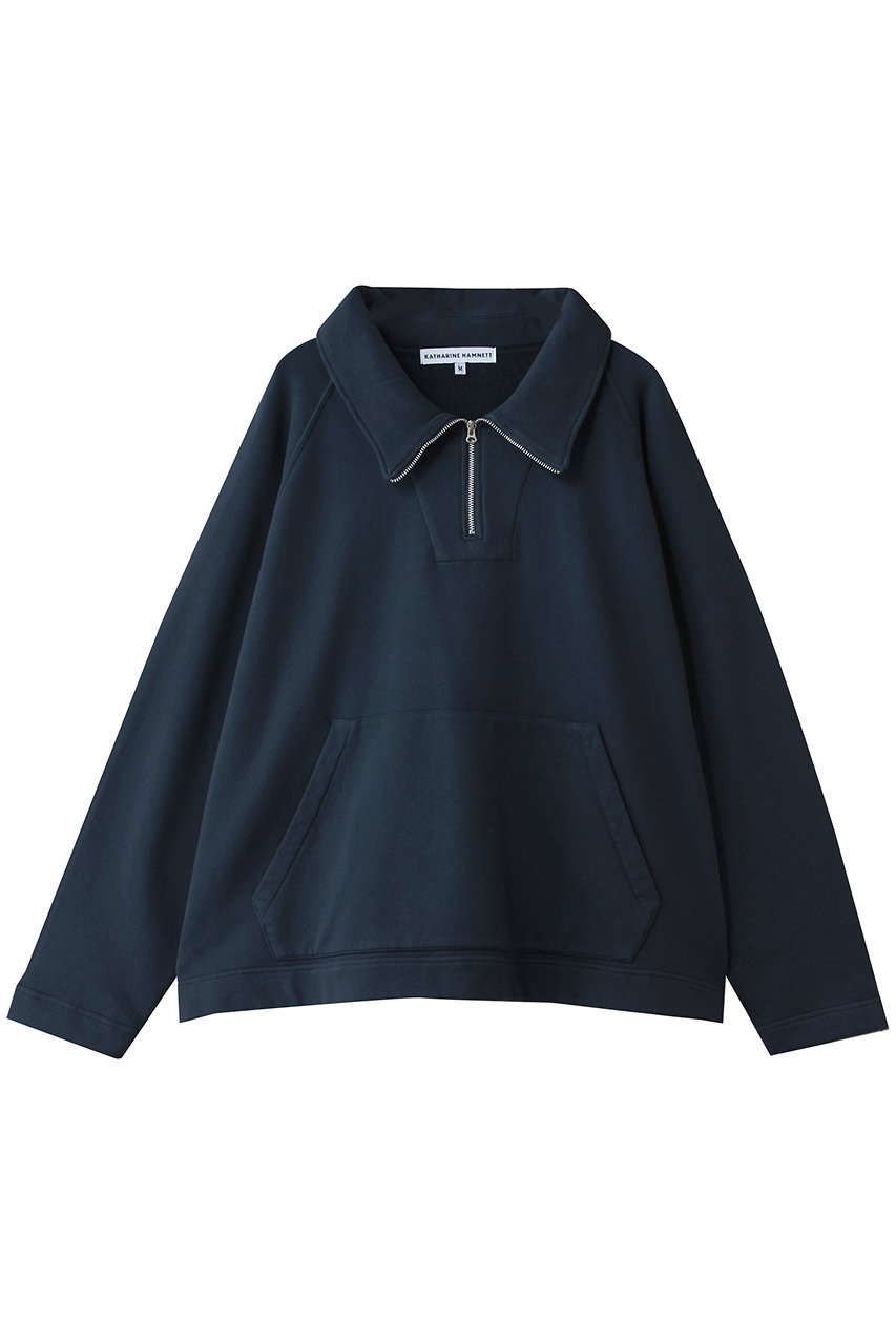 キャサリン・ハムネット/KATHARINE HAMNETTの【UNISEX】オーガニックオーバーダイハーフジッププルオーバー(ネイビー/26S-KHSW-01)