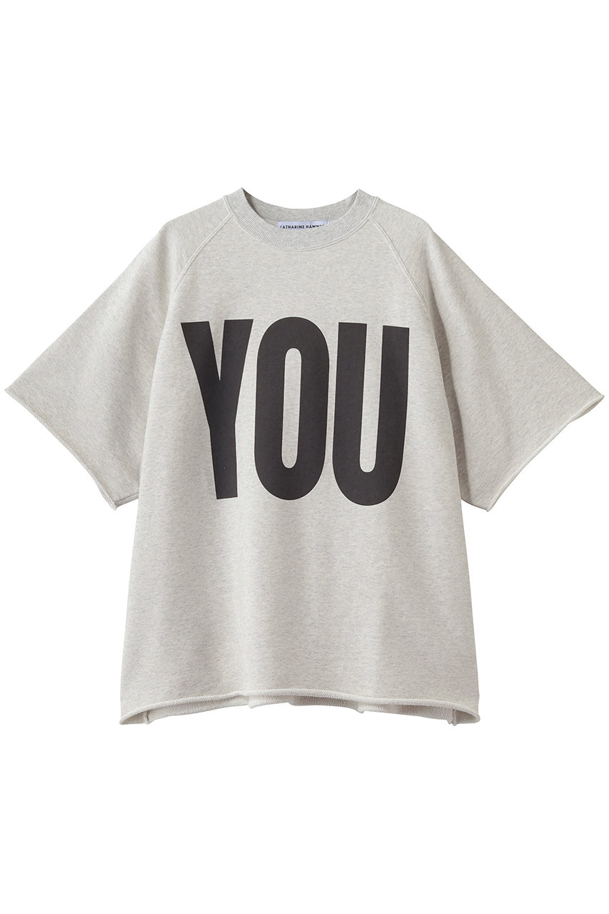 キャサリン・ハムネット/KATHARINE HAMNETTの【UNISEX】オーガニックコットンカットオフハーフスリーブドスウェットTシャツ(ライトグレー(YOU)/26S-KHSW-03B)