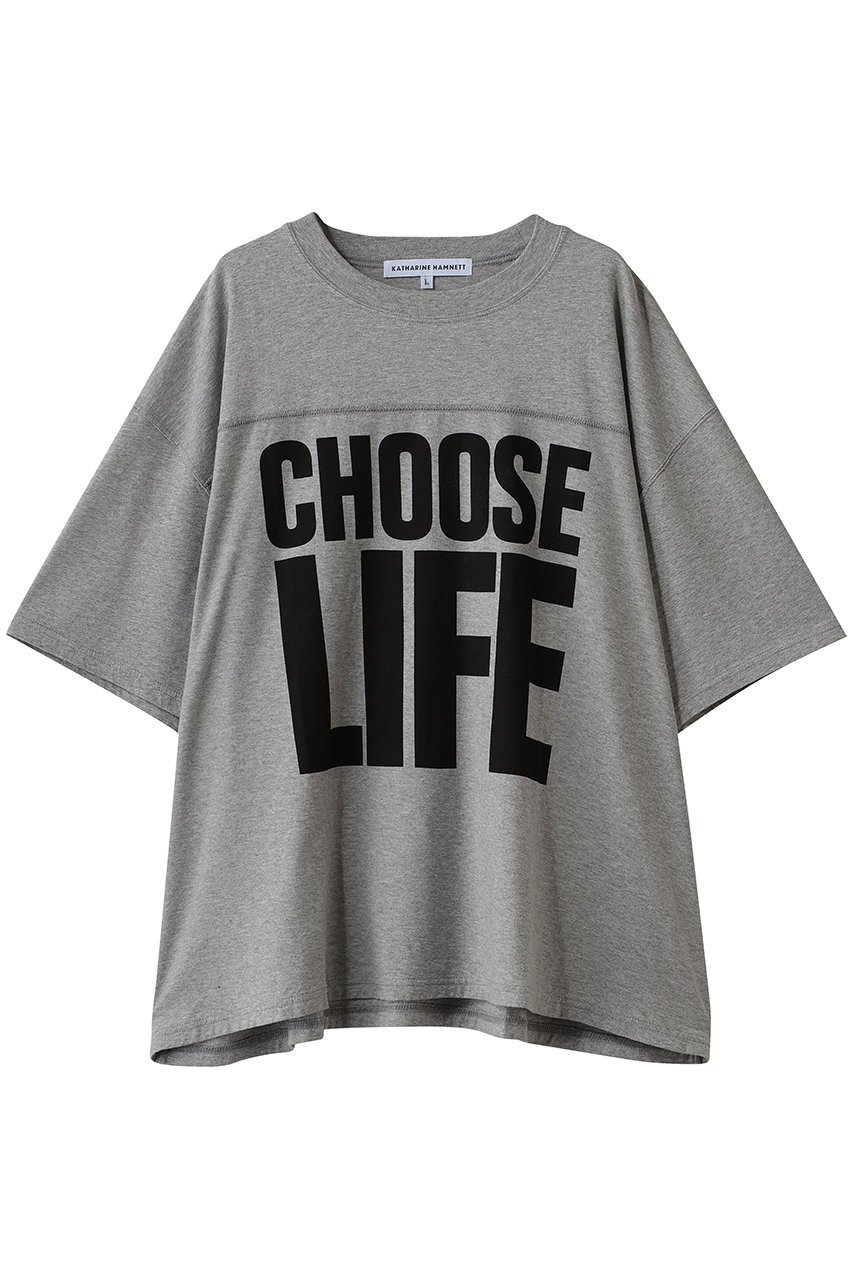 KATHARINE HAMNETT 【UNISEX】オーガニックスローガンビッグTシャツ バッグロゴ入り (グレー, M) キャサリン・ハムネット ELLE SHOP