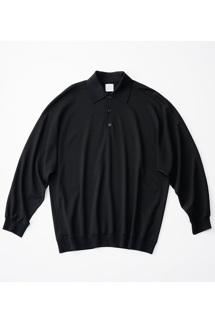 グッド ピープル グッド ステッチング グッド プロダクト/GOOD PEOPLE GOOD STITCHING GOOD PRODUCTの【MEN】Reduced Collar ドルマンスリーブ ニット ポロ(ブラック/01-01-1431)