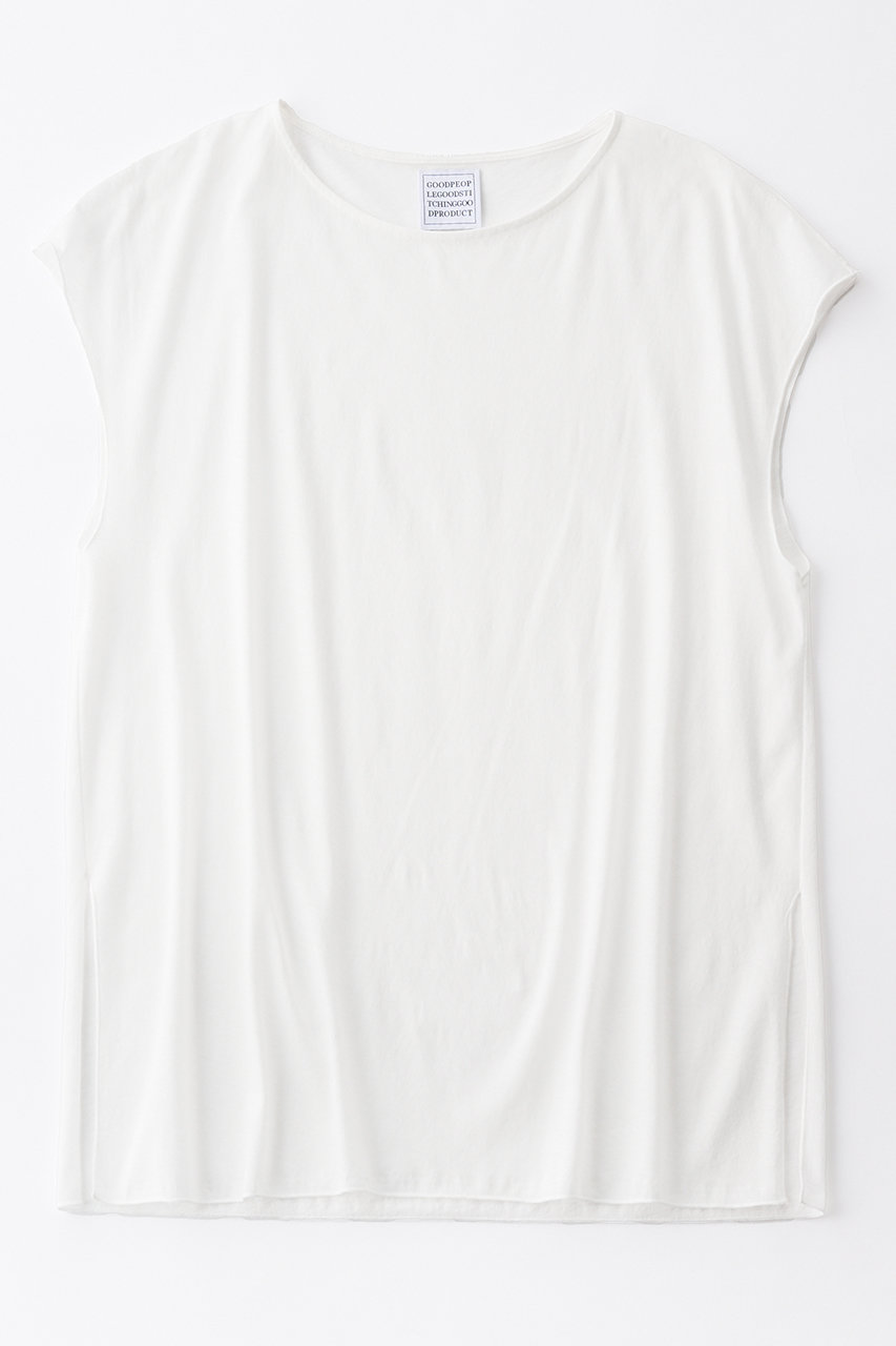 グッド ピープル グッド ステッチング グッド プロダクト/GOOD PEOPLE GOOD STITCHING GOOD PRODUCTのサイドスリット フレンチスリーブ Tシャツ(ホワイト/02-01-1852)