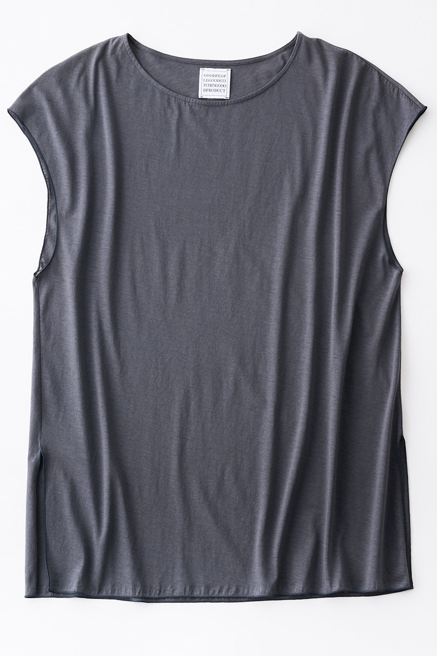 グッド ピープル グッド ステッチング グッド プロダクト/GOOD PEOPLE GOOD STITCHING GOOD PRODUCTのサイドスリット フレンチスリーブ Tシャツ(チャコール/02-01-1852)