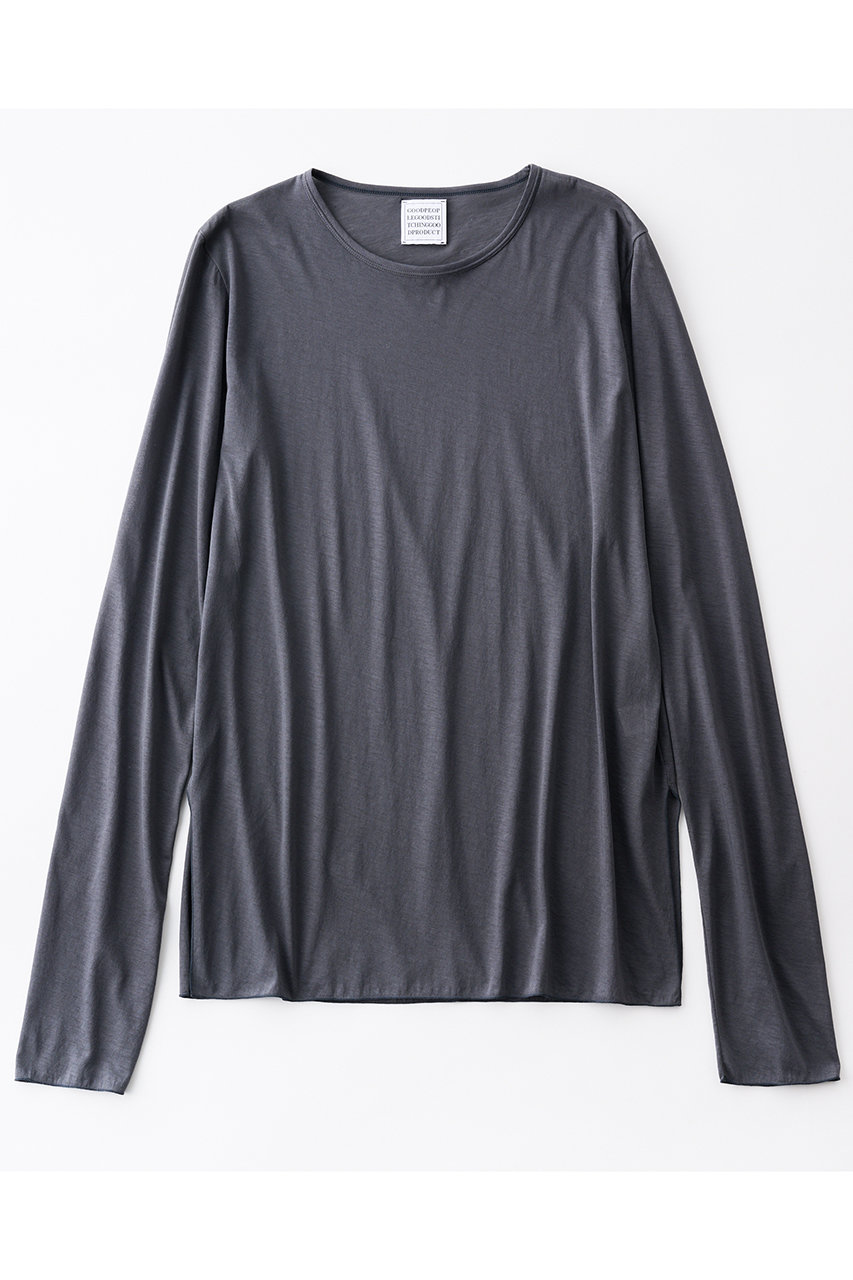グッド ピープル グッド ステッチング グッド プロダクト/GOOD PEOPLE GOOD STITCHING GOOD PRODUCTのサイドスリット クルーネック ロングスリーブ Tシャツ(チャコール/02-01-1854)