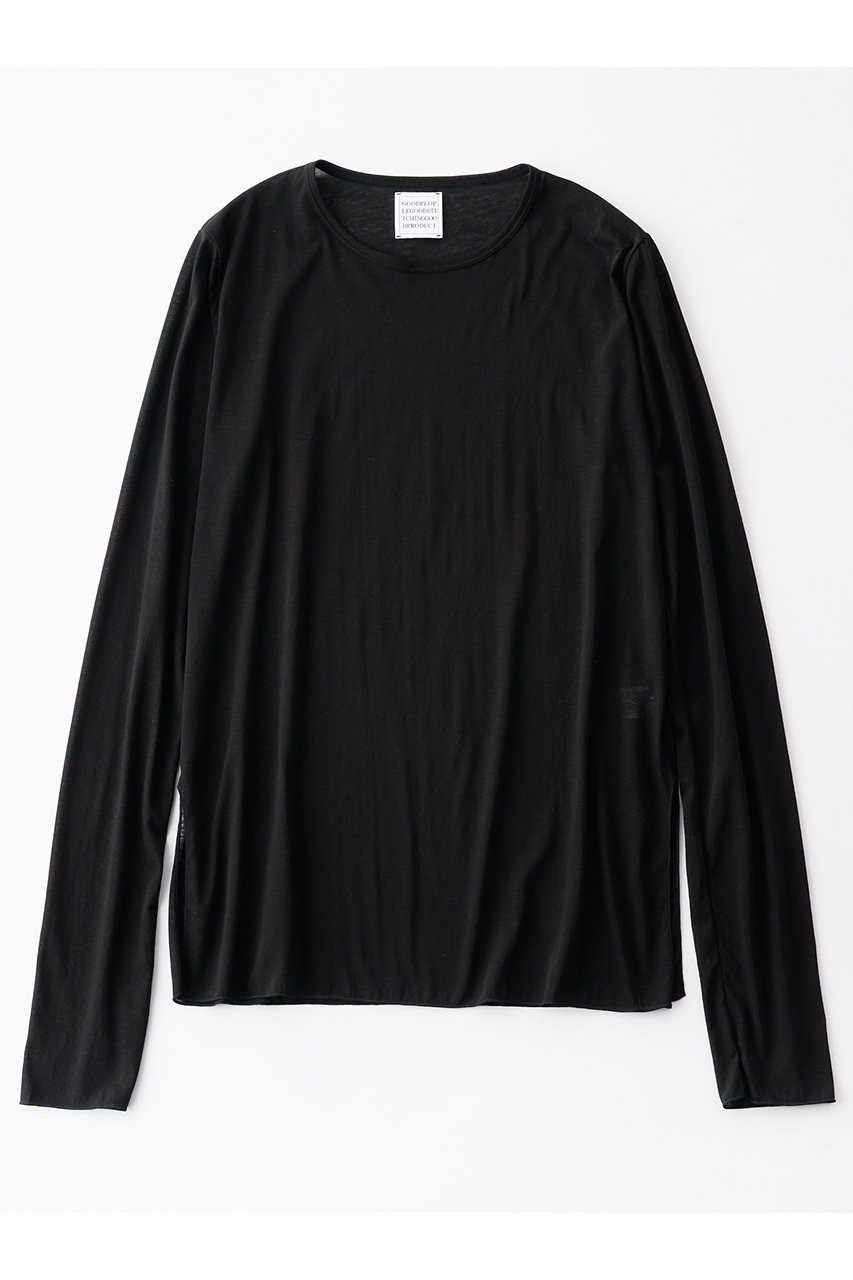 グッド ピープル グッド ステッチング グッド プロダクト/GOOD PEOPLE GOOD STITCHING GOOD PRODUCTのサイドスリット クルーネック ロングスリーブ Tシャツ(ブラック/02-01-1854)